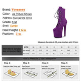 Women Candy Color 17CM Pole Dance Boots New Pure Colour Suede Nightclub Performance Shoes Waterproof Platform Lace Up High
