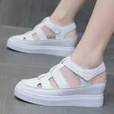 New Wedges Heels Platform Sandals Women Hollow Out Pu Leather Gladiator Sandals Woman Summer Thick Sole Sandalias