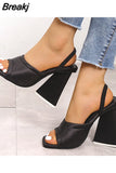 Open Toe Satin Sandals Summer Women's Shoes Fashion Plus Size Fashion Platform High Heels 2023 Slingback Women's
