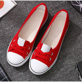 Women Casual Flats Lace up Shallow Shoes Autumn 2023 Fashion Comfortable Female Canvas Loafers Vulcanized Shoes Ladies
