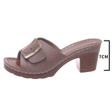 Women Slippers Summer New Fashion Soft Platform Shoes Ladies Chunky Heels Buckle Designer Slip-on Party Slippers