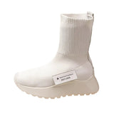 Boots Women Sock Shoes Spring Mesh Slip on High Heeled Platform Boots Botas De Mujer Women