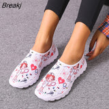 New Fashion Comfort Soft Casual Shoes Mesh Women's Sneakers Sweet Cartoon Slip on Nurse Female Ladies Sports