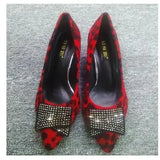 Sexy Leopard Crystal Shoes Pumps 2023 Autumn Shallow Mouth Slope Shoes Woman European American Pointed Wedges Singles