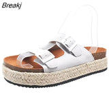 Summer women Mule Clogs Slippers High Quality Classic Two Buckle Cork Slides Sandals Footwear For Women Unisex