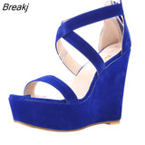Women Sandals Nude New Platform Flock Gladiator Sandal Wedges Casual High Heels Shoes Lady Summer Shoe Wedding