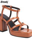 New Fashion Women's Sandals Summer 2023 Simply Casual Office Lady Shoes European Style Thick High Heels Sandals
