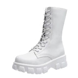 Winter Leather Lace Thick Sole for Women Boots Casual Fashion Warm Large Shoes Zapatos De Mujer En Oferta Con Envio