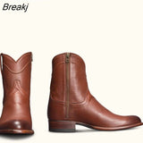 Men Boot Trendy Outdoor Winter Platform Pointed Toe Mid Heel Motorcycle Boots Zipper Solid Color Pu Leather Rome Boots