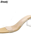 High Heels Women Square Toe Sandals Summer Shoes Woman Clear High Pumps Wedding Jelly Buty Damskie Heels