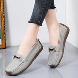 Size 44 Women Flats Genuine Leather Slip on Women's Loafers Spring and Autumn Moccasins Mother Shoes Casual Shoes for