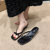 Breakj Summer New Large-Size Toe Square Bow Bow Fine Heel Heel Cold