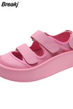 Baotou Sandal Women Solid New Fashion Sandals Shoes Non-slip Size 35-40 Platform Shoes Black Pink Roma Hollow