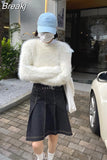 Crop Tops Woman Casual Knitted Sweater 2023 Autumn Long Sleeve Pure Color Pullover Elegant Korean Fashion Clothing