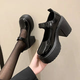 Platform Mary Jane Shoes Women Patent Leather High Heels Pumps Woman Sweet Thick Heel Party Shoes Female platform