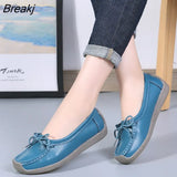 Women Shoes Moccasins Women Flats Loafers Genuine Leather Female Shoes Slip on Ballet Bowtie Women's Shoes