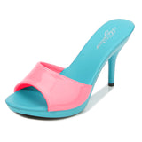 Brand Summer Slippers Women Mixed Colors PU Fine Heel 9cm Outside Sandal Platform Sexy Slipper Women Shoes Slides