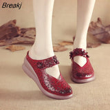 Women Sandals 2022 Summer Comfort Platform Sandals Genuine Leather Hollow Out Increase Non-slip Fashion Women