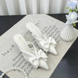 Breakj Wind Pink Cool Drag Girl 2024 Spring And Summer French Sharp Bow Knot High High And Half Bag Head