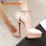 And Summer New 12CM Women Sandals Fashion Pointed End High Heels Side Empty Elegant Party Shoes Sexy Buckle Strap