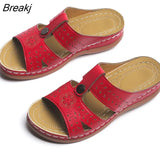 Women 2023 New Summer Wedge Platform Orthopedics Sandals Retro Rome Peep Toe Breathable Beach Ladies Shoes