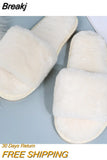 Women's Winter Home Slippers Cute Autumn Solid Color Warmth Thick Plush PVC Non-Slip Leisure Shoes Soft Bedroom Floor