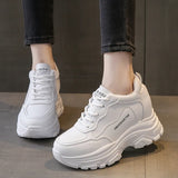 White Chunky Sneakers Women Fashion Thick Sole Platform Sport Shoes for Women Spring 2023 PU Leather Zapatillas De