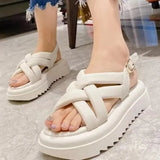 Summer Sandals Thick Bottom Round Toe Ladies Sandals Roman Women Shoes Platform Sandals Braided crosses Women