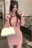 Knitted Sweater Dress Woman Slim Sexy Bodycon Y2k Mini Dress Elegant Party One Piece Dress Korean Casual 2023 Autumn