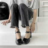 Summer Solid Color Light Mouth Shiny Leather Surface One Line Buckle Strap Versatile Women High Heels Women's Single