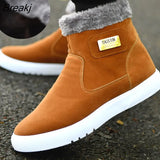 Warm Men Boots Casual Leather Shoes Men's Winter Snow Boots High-top Male Ankle Boots with Fur Outdoor Cotton Shoe for