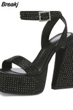 New Platform Woman Sandals Super High Heel 2023 Summer Crystal Fashion Sexy Woman Wedding Sandals Shoes Big Size