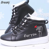 Women Snow Boots Winter Plush Keep Warm Cotton Shoes Lace Up Velvet Ankle Boots Platform Student Leisure Zapatos De Mujer