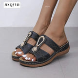 Women Embroider Flower Colorful Ethnic Casual Sandals Comfortable Soft Slippers Flat Platform Open Toe Outdoor Beach
