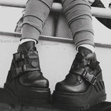 Design Gothic Style INS Hot Sale Fashion Boots Women Shoes Autumn Punk Black High Heels Platform Wedges Boots