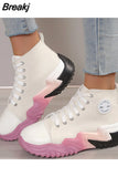 Pattern Canvas Sneakers Ladies Casual Shoes 2023 Designer Sneakers Ladies Flat Lace Up Zapatillas Mujer Chaussure