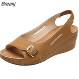 Mujer 2022 Female Wedge Heels Shoes Women Summer Comfortable Sandals Slip-on Flat Sandals Platform