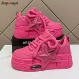 Women Platform Sneakers Star Design Casual Outdoor Sports Shoes Tennis Shoes Skateboard Trainers Skate Flats Sneakers For