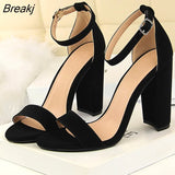 Summer Plus Size 34-43 Woman 9.5cm High Heels Sandals Classic Block Platform Pumps Lady Chunky Burgundy Yellow Nude