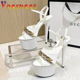 New Brand Women Sandals Summer Shoes Sexy Thick High Heels Platform Dress Party Wedding Shoes Woman Pumps Stripper
