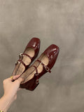 Red Mary Jane Shoes For Women's Shoes 2023 New Summer French Evening Black Spring And Autumn Single