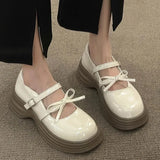 Chunky Platform Mary Jane Shoes for Women 2023 Autumn Patent Leather Pumps Woman Thick Bottom Bowknot Lolita Shoes