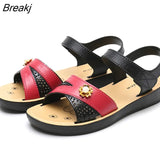 Fashion Summer Women's Flats Sandals Leather Classic Hook Loop Shoes Woman Non Slip Soft Sole Comfortable Ladies
