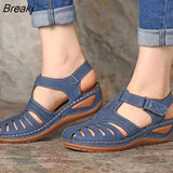 Women's Sandals Summer Ladies Girls Comfortable Ankle Hollow Round Toe Sandals Female Soft Beach Sole Shoes Plus Size 2023