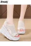 Straps Espadrilles Platform Clogs Wedge Female Shoe 2023 Women's Open Toe Increasing Height High Heels Muffins shoe