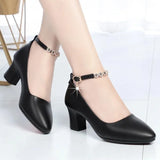 Women Sexy Navy Blue Light Weight Comfort Spring & Summer Buckle Strap High Heel Shoes Lady Casual Party Club Pumps