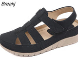 Hollow Sandals Women's Wedge Thick Bottom 2023 Summer New Round Toe Retro Roman Shoes Premium Orthopedics Women's