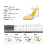2023 Summer New Sandals Women Fashion Rhinestones Square Heel Transparent Women Shoes High Heels11cm Female Party
