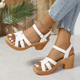 Breakj Sandals Women 2025 Summer High Heels Leaky Toe Coarse-Character Buckle Tape Large-Size