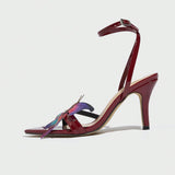 Breakj Butterfly Decoration Crossover After The Belt Side Toe Fine With Wine Red Sandals